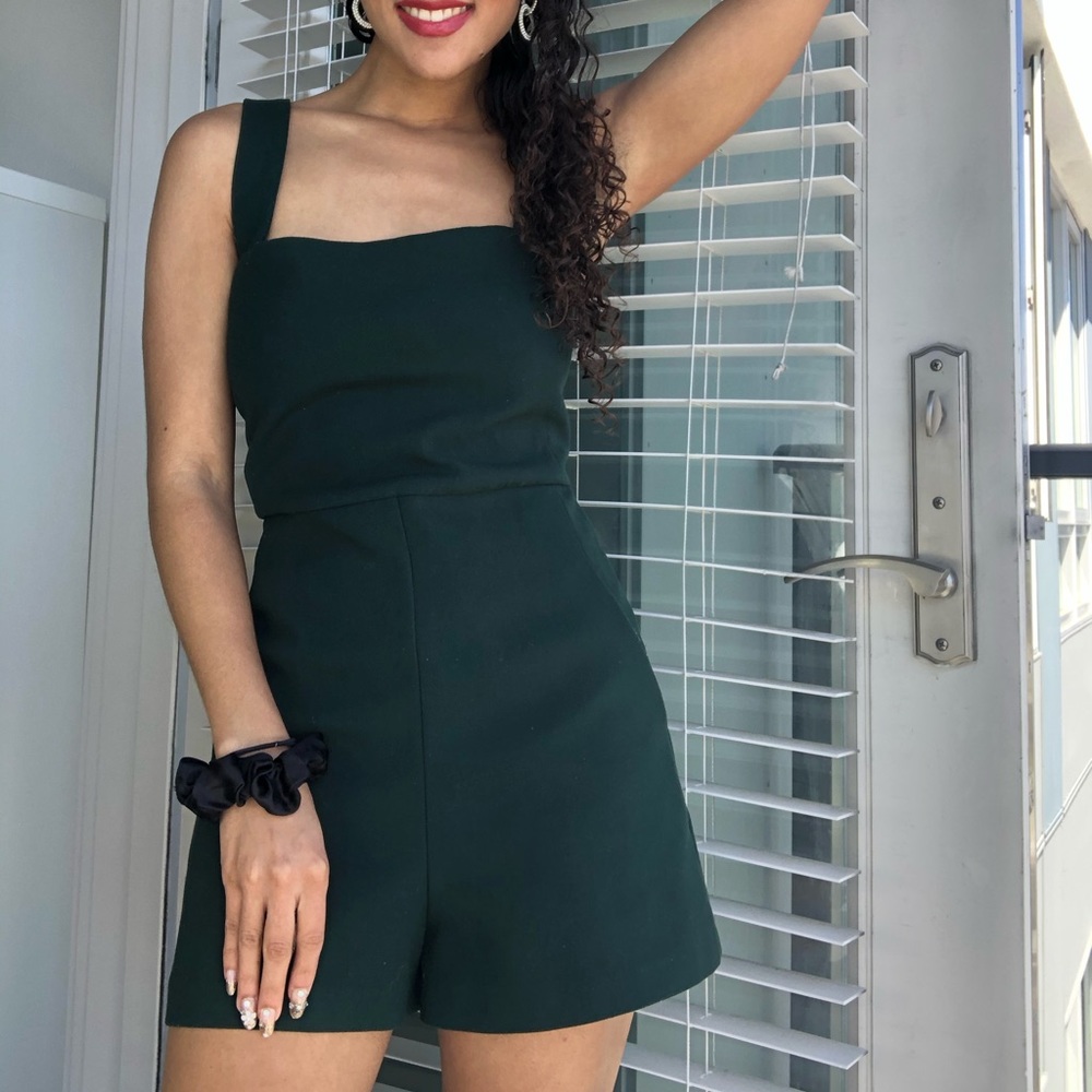 Zara Green Short Romper with Thick Straps XS